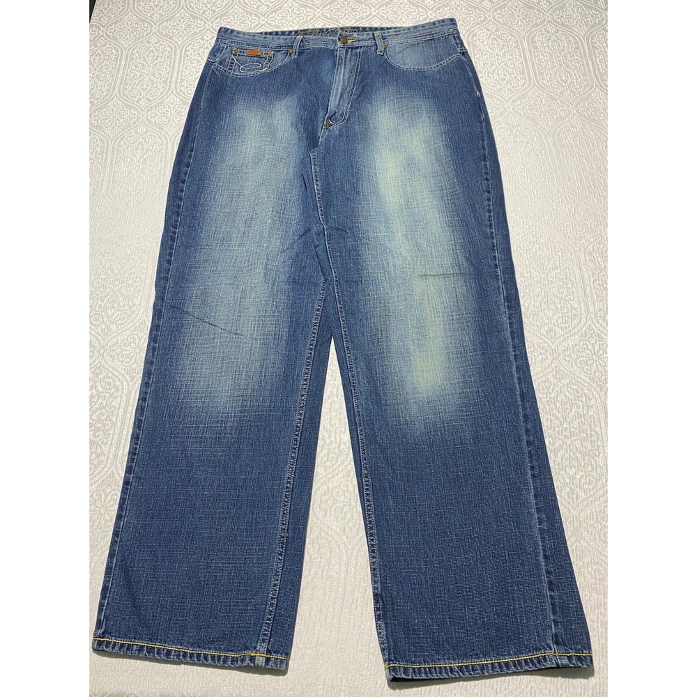 ENYCE Mens Jeans Size 40×34 Relaxed Fit Blue Denim EYRU2379 Wide Leg Y2K Hip Hop
